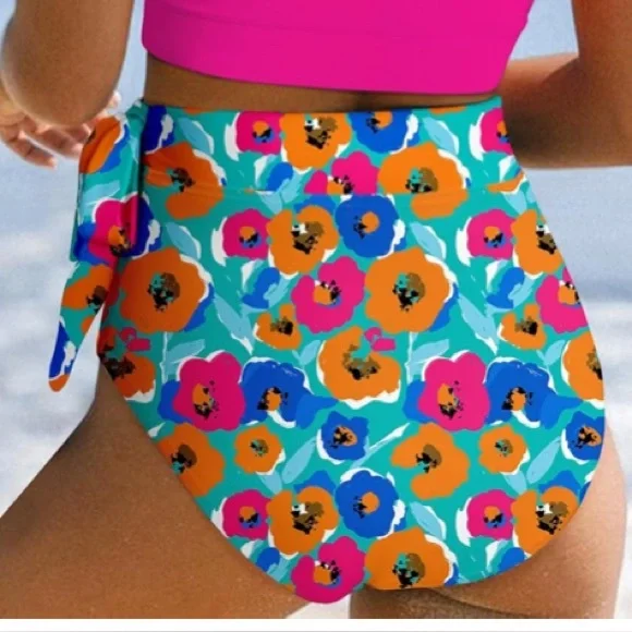 Floral Tummy Control Tie Knot Bathing Suit Bottoms NWOT - Picture 2 of 4